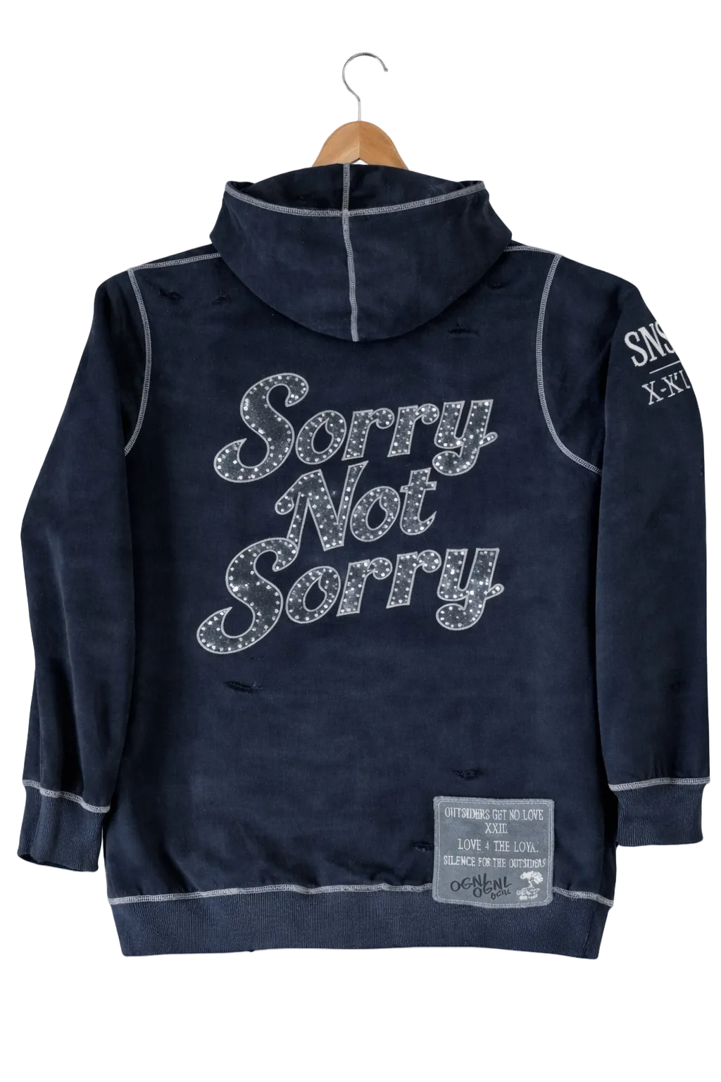 OGNL “Sorry Not Sorry” Distressed Hoodie
