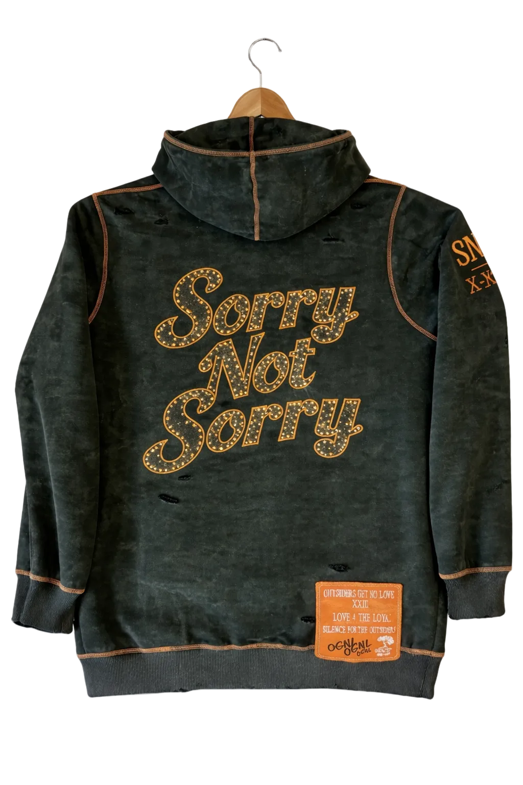 OGNL “Sorry Not Sorry” Distressed Hoodie