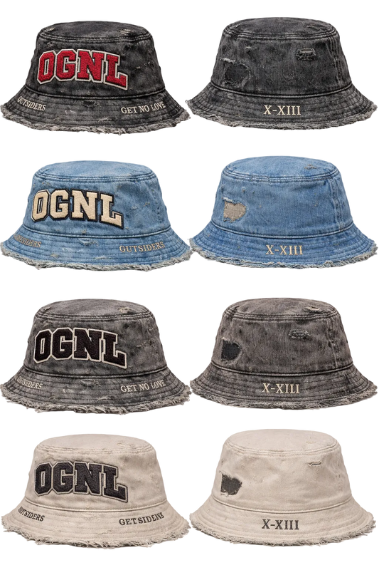 OGNL Distressed Denim Bucket Hat (PreOrder)