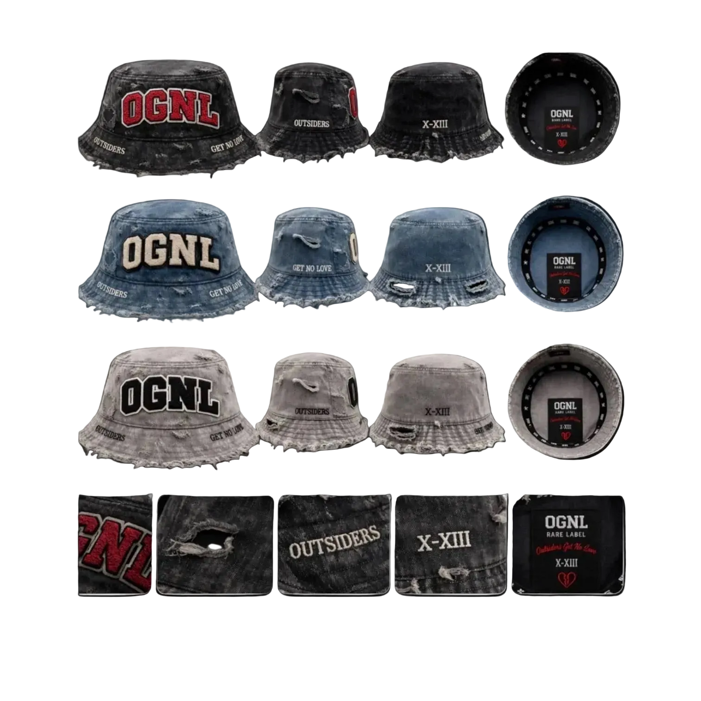OGNL Distressed Denim Bucket Hat (PreOrder)