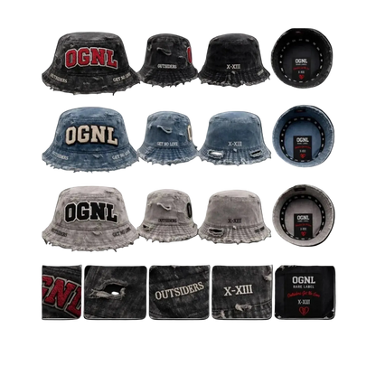 OGNL Distressed Denim Bucket Hat (PreOrder)